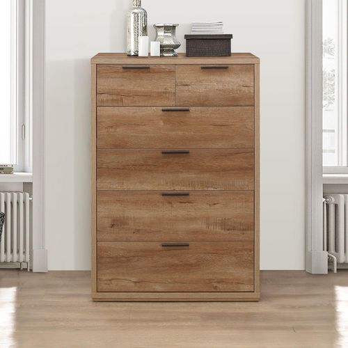 Stockwell Rustic Oak Effect 4+2 Drawer Chest
