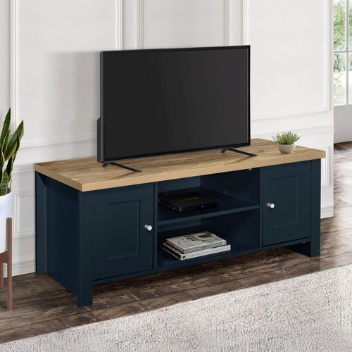 Highgate Navy Blue Painted 2 Door TV Unit