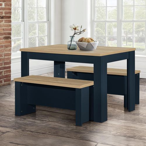 Highgate Navy Blue Painted Dining Set with 2 Bench