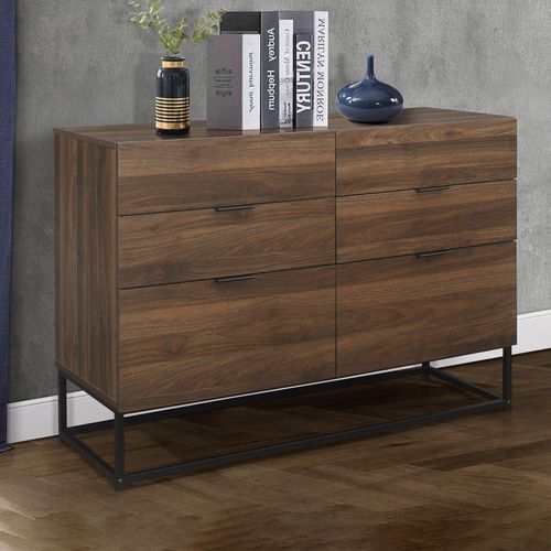 Houston Walnut 6 Drawer Wide Chest