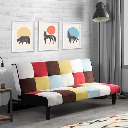 Aurora Rainbow Pached Fabric Sofa Bed