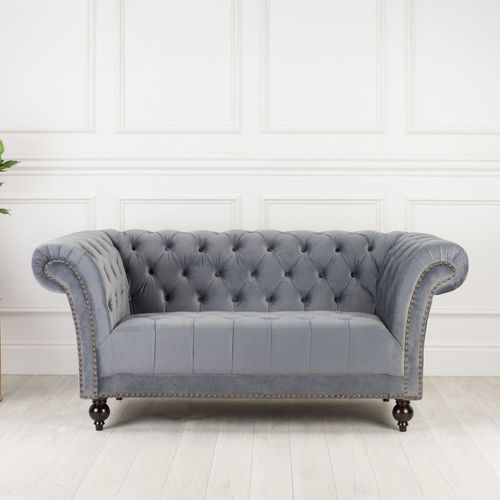 Chester Grey Velvet Fabric 2 Seater Sofa