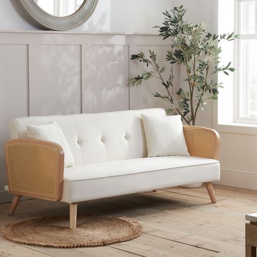 Mila White Fabric Sofa Bed - 3 Seater