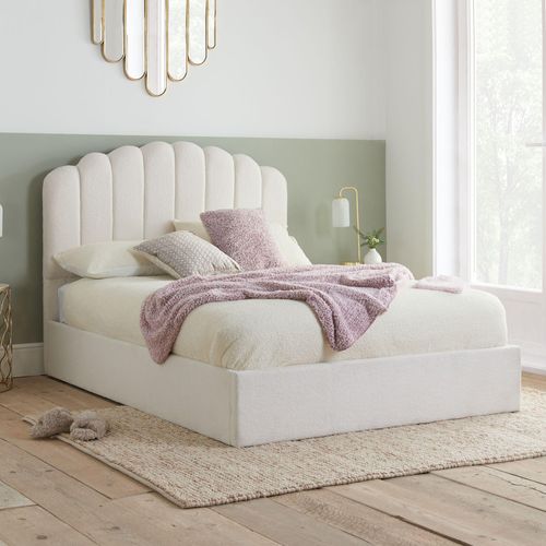 Monaco White Fabric Ottoman Storage Bed - Sizes Available