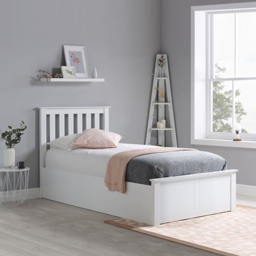 Phoenix White Wood Ottoman Storage Bed - Sizes Available