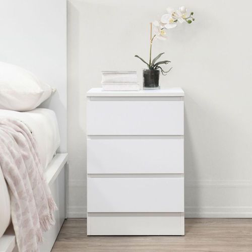 Oslo White 3 Drawer Bedside Cabinet