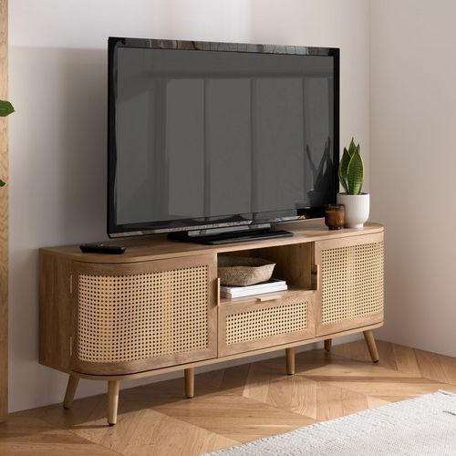 Noah Oak and Rattan Curved 150cm TV Unit