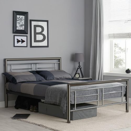 Montana Chrome Metal Bed Frame - Sizes Available