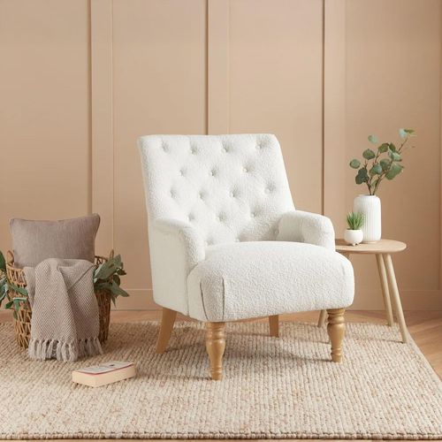 Padstow White Fabric Highback Armchair