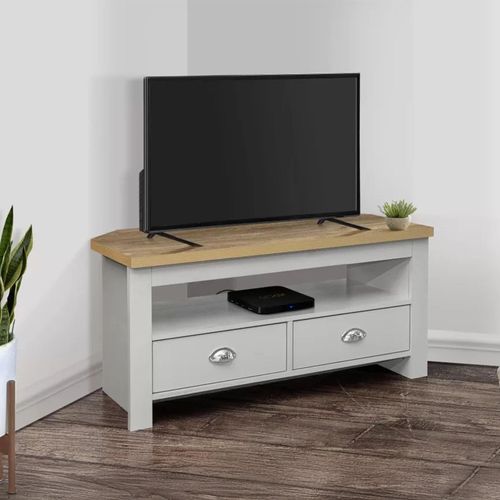 Highgate Grey Painted 2 Drawer Corner TV Unit