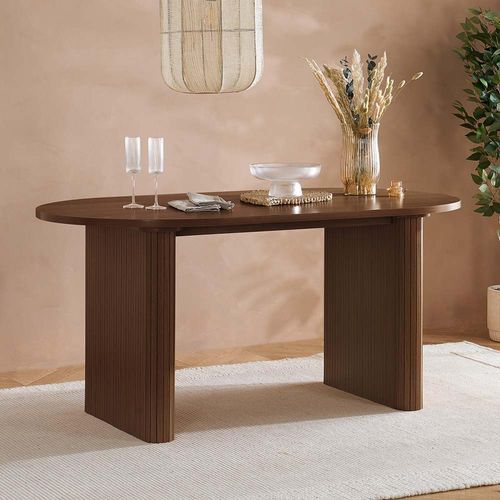 Axel Walnut Fluted 6 Seater Oval Dining Table