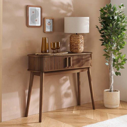 Axel Walnut Fluted Curved Console Table