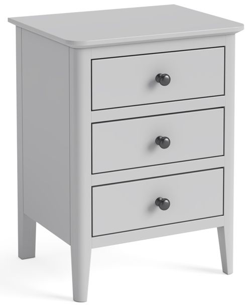 Stowe Grey 3 Drawer Bedside Cabinet