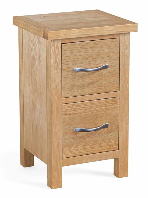 New Trinity Natural Oak 2 Drawer Narrow Bedside Cabinet