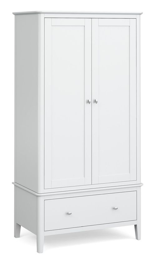 Hampstead White 2 Door 1 Drawer Double Wardrobe