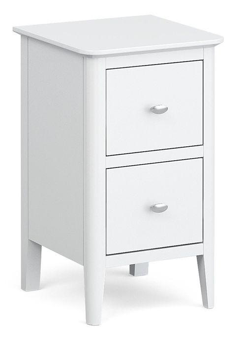 Hampstead White 2 Drawer Narrow Bedside Cabinet