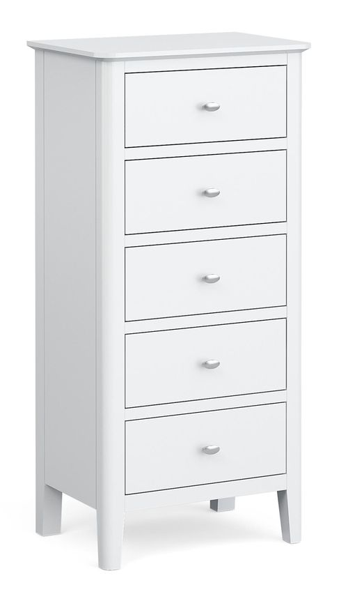 Hampstead White 5 Drawer Narrow Chest