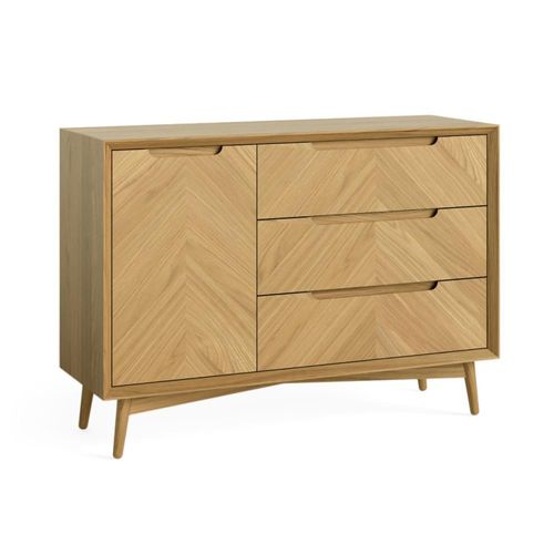Valencia Oak Herringbone 1 Door Small Sideboard - 105cm