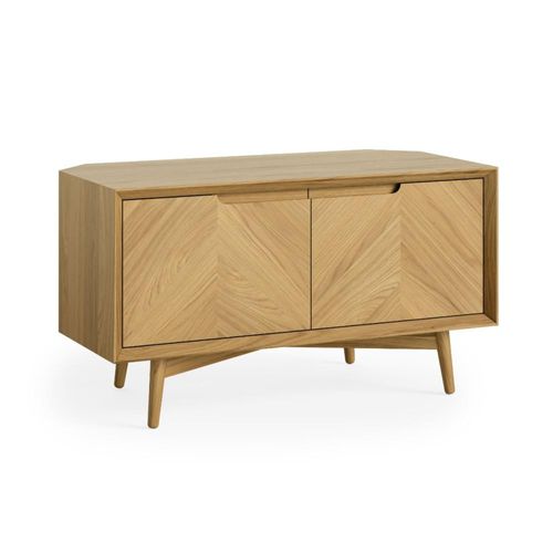 Valencia Oak Herringbone Corner Storage TV Unit