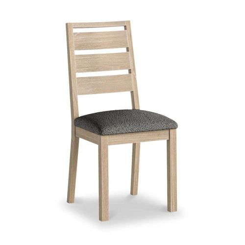 2 x Modern Country Oak and Grey Boucle Fabric Dining Chair