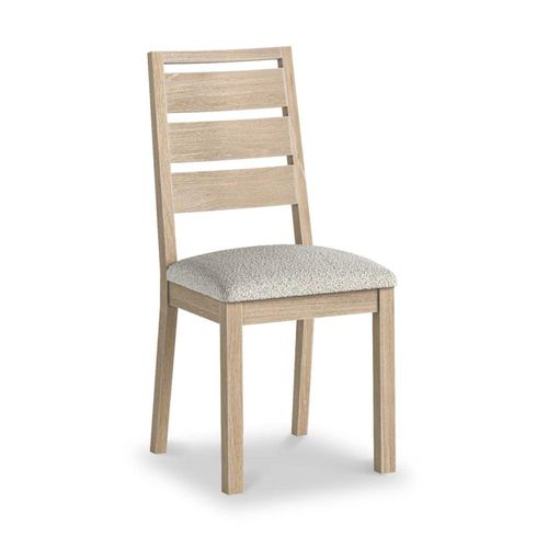2 x Modern Country Oak and White Boucle Fabric Dining Chair