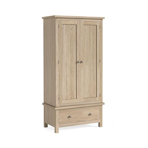 Modern Country Oak 2 Door 1 Drawer Wardrobe