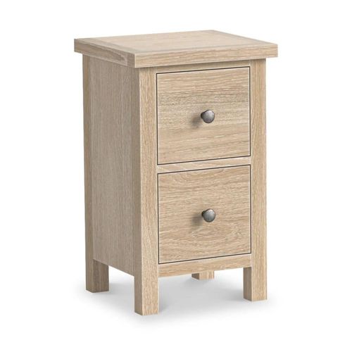 Modern Country Oak 2 Drawer Narrow Bedside Cabinet