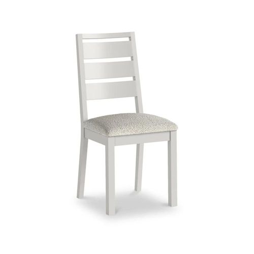2 x Modern Grey Painted and White Boucle Fabric Dining Chair