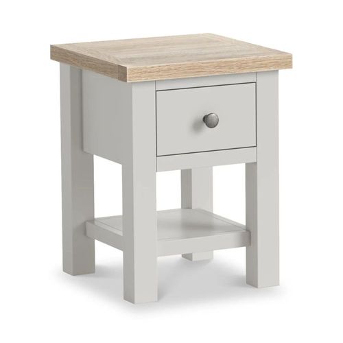 Modern Grey Painted 1 Drawer Square Lamp Table