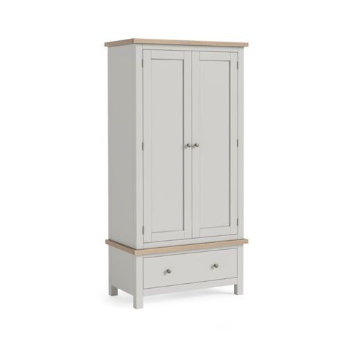 Modern Grey Painted 2 Door 1 Drawer Wardrobe