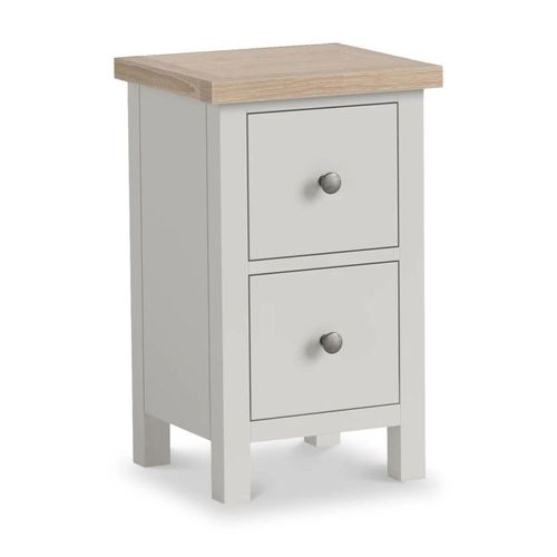 Modern Grey Painted 2 Drawer Narrow Bedside Cabinet