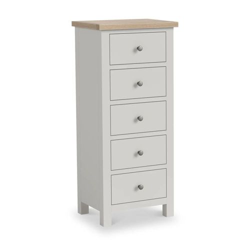 Modern Grey Painted 5 Drawer Tall Chest