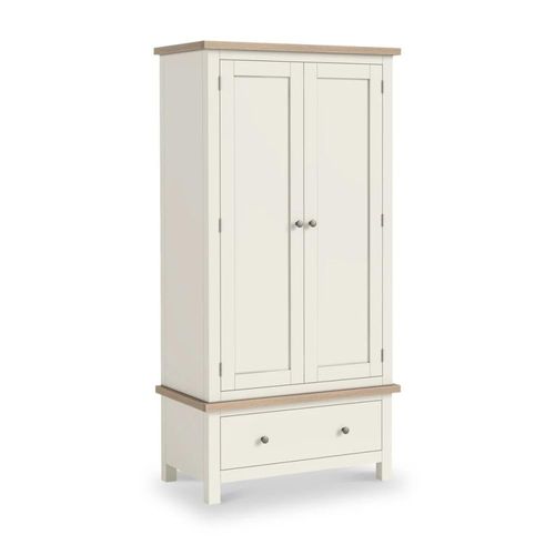 Modern White Painted 2 Door 1 Drawer Wardrobe