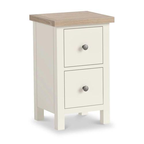 Modern White Painted 2 Drawer Narrow Bedside Cabinet