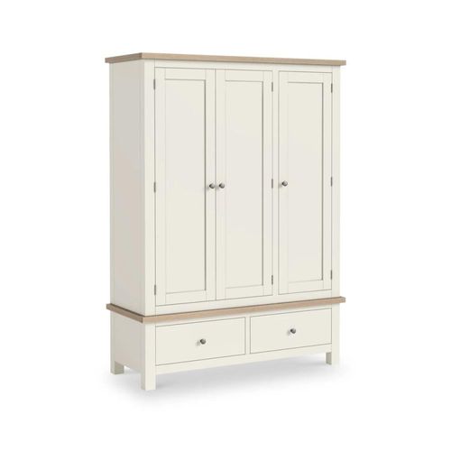Modern White Painted 3 Door 2 Drawer Wardrobe