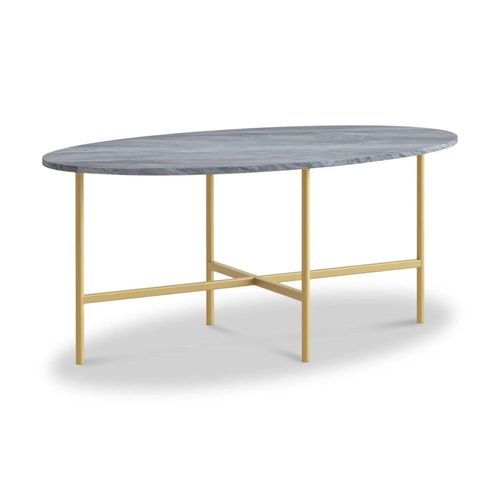 Marmora Grey Marble and Gold Oval Coffee Table