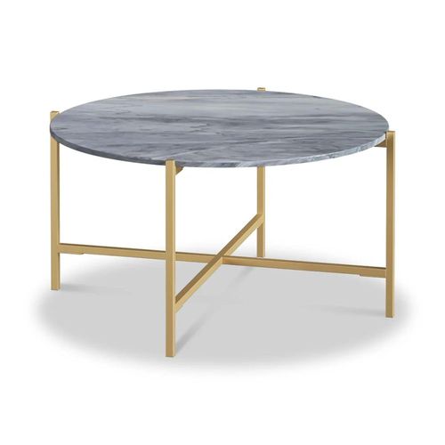 Marmora Grey Marble and Gold Round Coffee Table