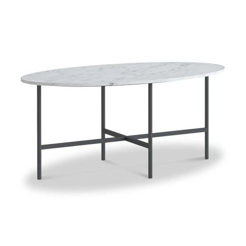 Marmora White Marble and Grey Oval Coffee Table