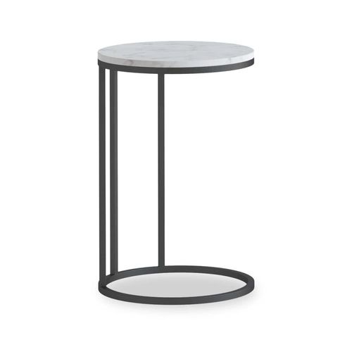 Marmora White Marble and Grey Round C Side Table