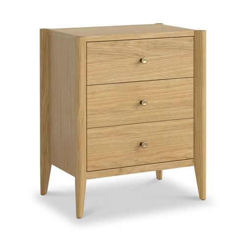 Paris Oak 3 Drawer Bedside Cabinet