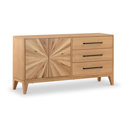 Viento Oak Sunburst 2 Door Medium Sideboard - 145cm