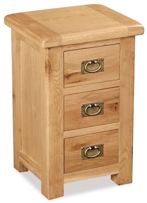 Salisbury Premium Oak 3 Drawer Narrow Bedside Cabinet