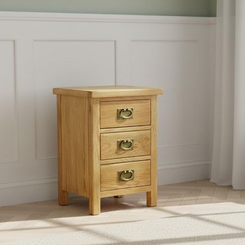 Salisbury Lite Oak 3 Drawer Bedside Cabinet