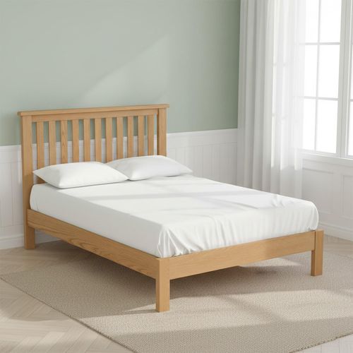Salisbury Lite Oak 4ft 6in Double Slatted Bed