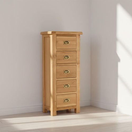 Salisbury Premium Oak 5 Drawer Tallboy Chest