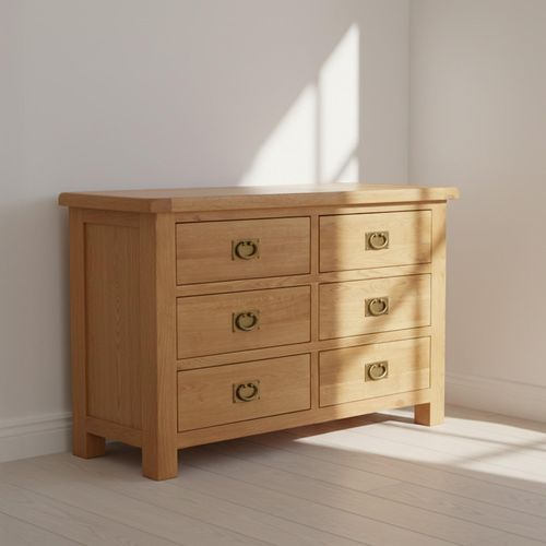 Salisbury Premium Oak 6 Drawer Wide Chest