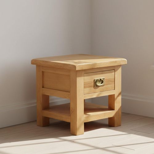 Salisbury Premium Oak 1 Drawer Square Lamp Table