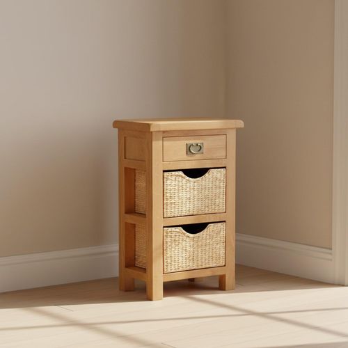 Salisbury Premium Oak 1 Drawer Telephone Table with Baskets