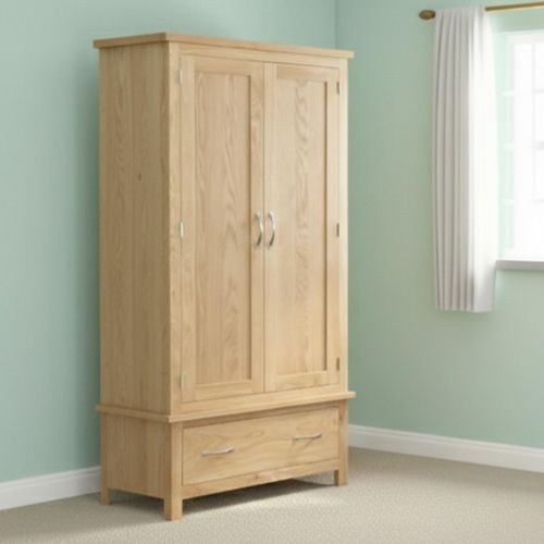 New Trinity Natural Oak 2 Door 1 Drawer Wardrobe