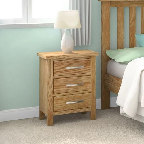 New Trinity Natural Oak 3 Drawer Bedside Cabinet